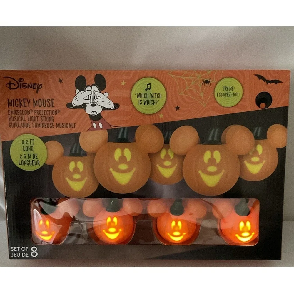 Disney Mickey Halloween Emoteglow Pumpkin Projection Singing String Lights